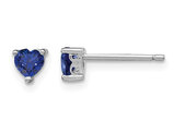 Heart Shaped 4mm Lab-Created Blue Sapphire Earrings 1/2 Carat (ctw) in Sterling Silver 